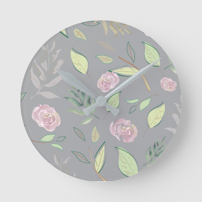 Festivals Wasserfarben Blume 2 Runde Wanduhr (Vorderseite)