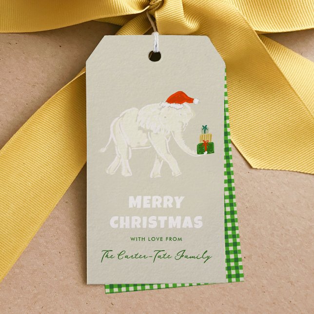 Festivals White Elephant Frohe Weihnachtsgeschenk  Geschenkanhänger (Festive White Elephant Merry Christmas Gift Tag)