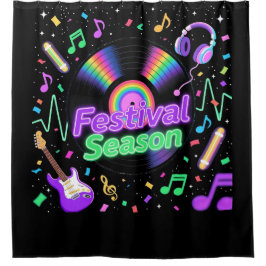 Festivalsaison Musik Vinyl Schallplatte Grafik Duschvorhang