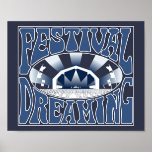 Festivalträume Vintage Retro Navy-Weiß Grafik Poster