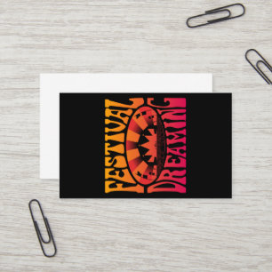 Festivalträume Vintage Retro Rot-Gelb Grafik Visitenkarte
