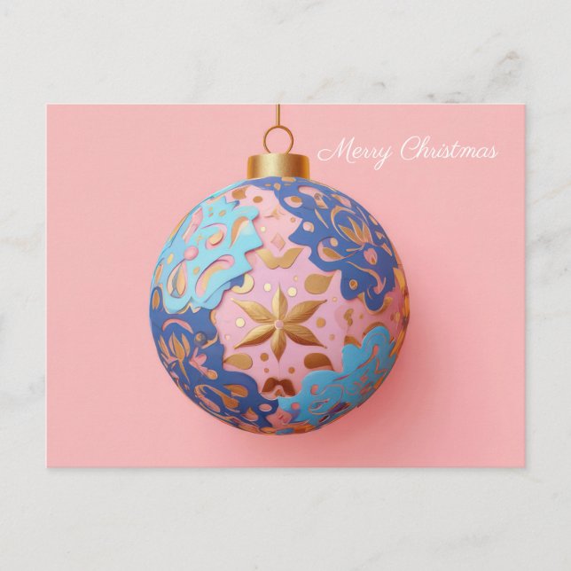 Festive and elegant Christmas Bauble Greeting Postkarte (Vorderseite)