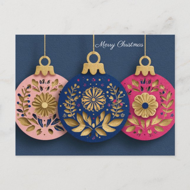Festive and elegant Christmas Bauble Greeting Postkarte (Vorderseite)