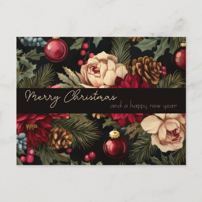Festive and elegant Christmas Greeting Postcard Postkarte (Vorderseite)