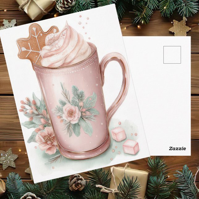 Festive and elegant Pastel Christmas Mug Postkarte (Von Creator hochgeladen)