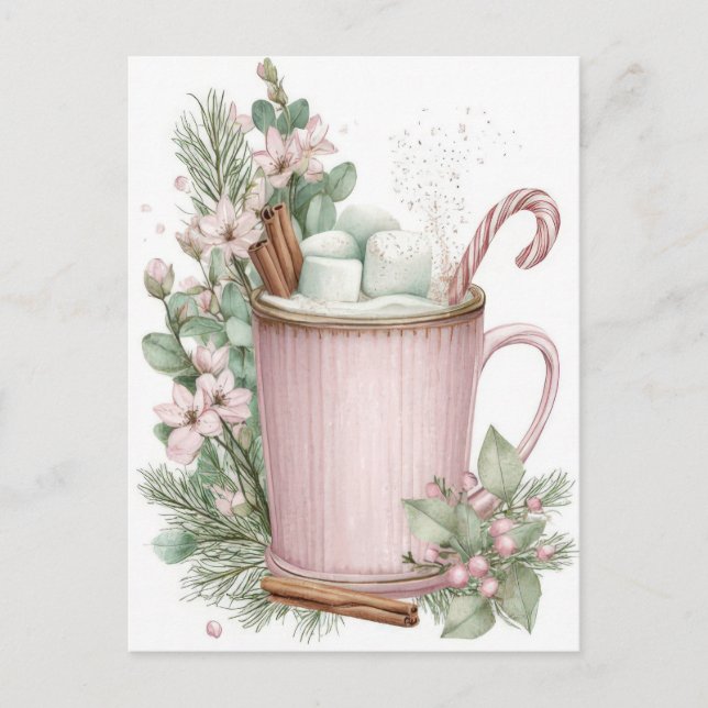 Festive and elegant Pastel Christmas Mug Postkarte (Vorderseite)