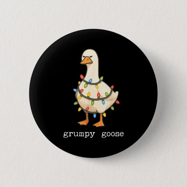 Festive And Mpy Goose Santa Hat Xmas Light Matchin Button (Vorderseite)