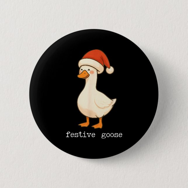 Festive And Mpy Goose Santa Hat Xmas Light Matchin Button (Vorderseite)