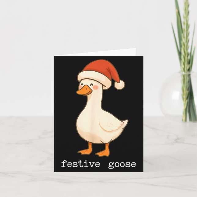 Festive And Mpy Goose Santa Hat Xmas Light Matchin Karte (Vorderseite)