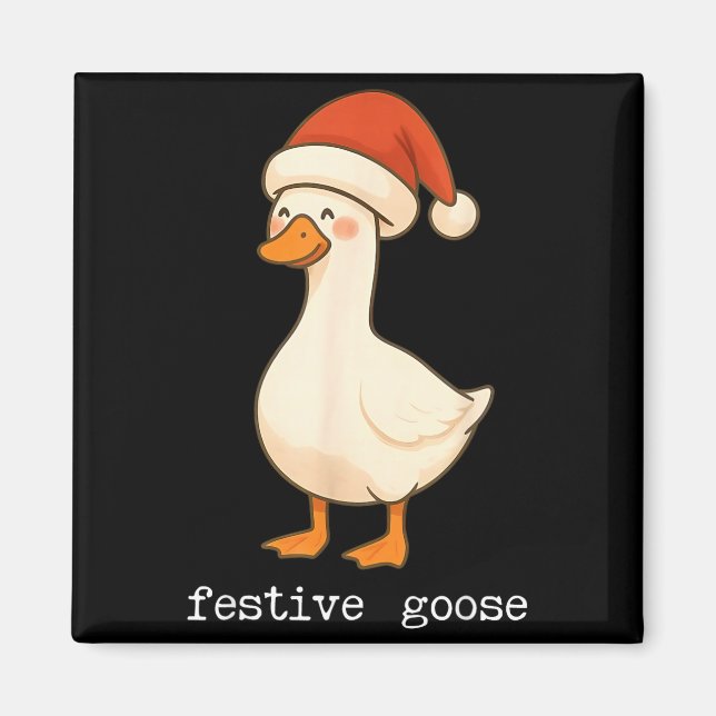 Festive And Mpy Goose Santa Hat Xmas Light Matchin Magnet (Vorne)