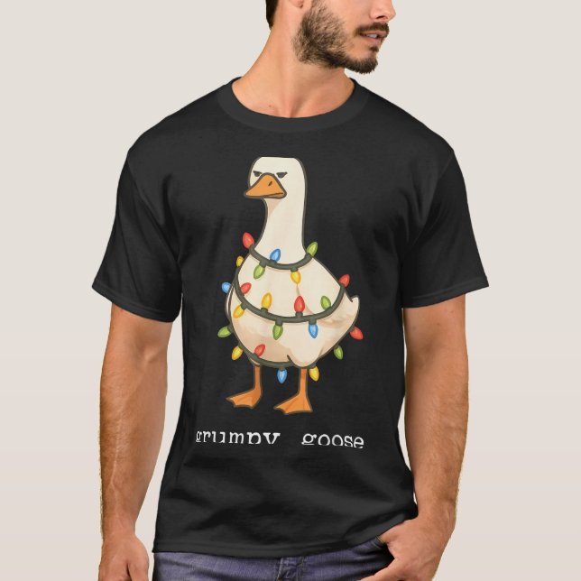 Festive And Mpy Goose Santa Hat Xmas Light Matchin T-Shirt (Vorderseite)