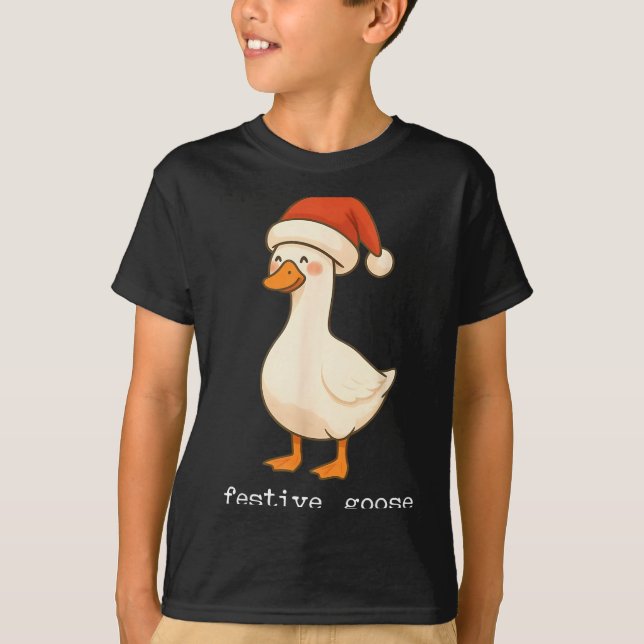Festive And Mpy Goose Santa Hat Xmas Light Matchin T-Shirt (Vorderseite)