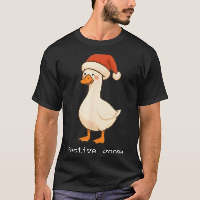 Festive And Mpy Goose Santa Hat Xmas Light Matchin T-Shirt (Vorderseite)