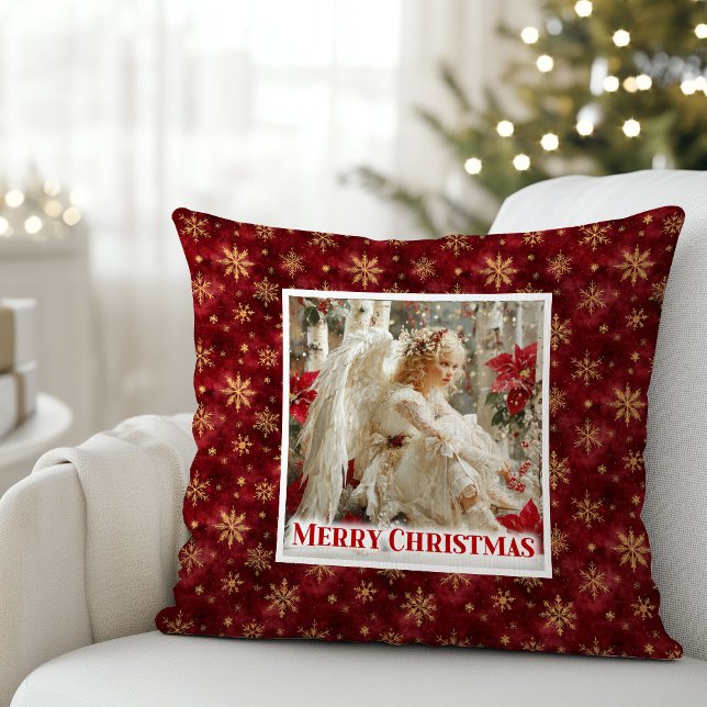 Festive Angel Red Gold Kids Room Decor Best Xmas Kissen (Festive Angel Red Gold Kids Room Decor Best Christmas Pillow

)