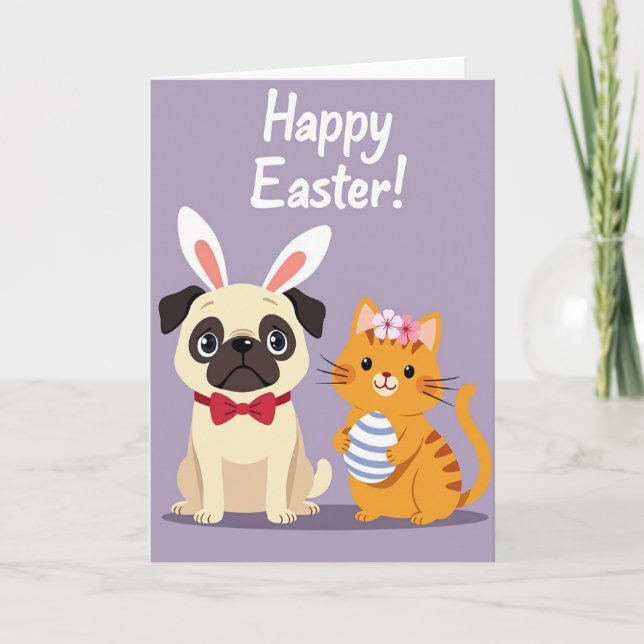 Festive Animal Friends Easter Card Karte (Vorderseite)