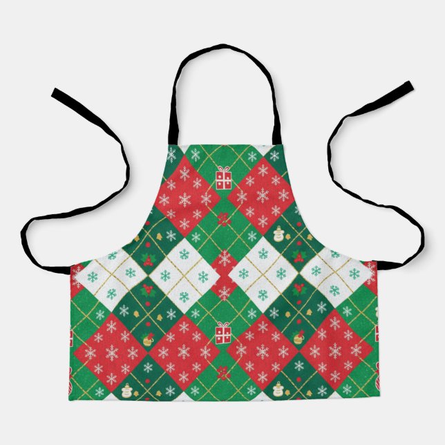Festive Argyle Cheer Christmas Apron Schürze (Vorderseite)