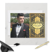 Festive Art Deco Abschluss Foto Gold Class 20XX