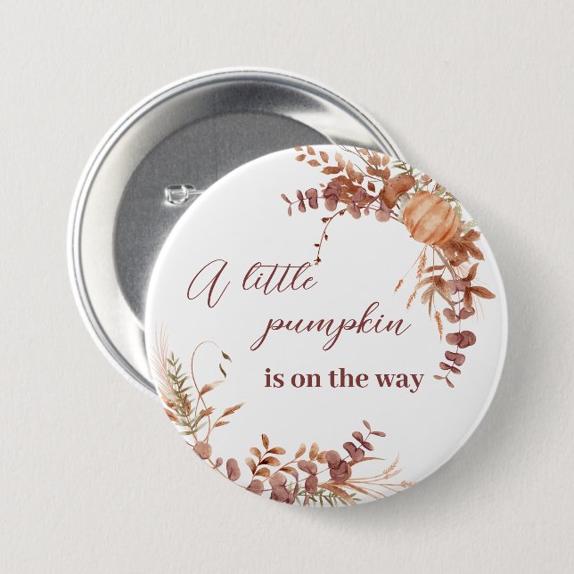 Festive Autumn Terracotta Baby Fox Pumpkin Button (Vorne & Hinten)