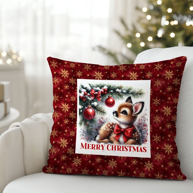 Festive Baby Fawn Snowy Forest Kids Gift Christmas Kissen (Festive Baby Fawn Snowy Forest Kids Gift Christmas Pillow

)