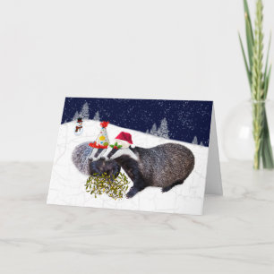 Festive Badgers Card (Geben Sie Ihre eigene Nachri Karte