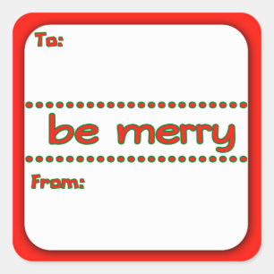 Festive Be Merliday Geschenkaufkleber Quadratischer Aufkleber