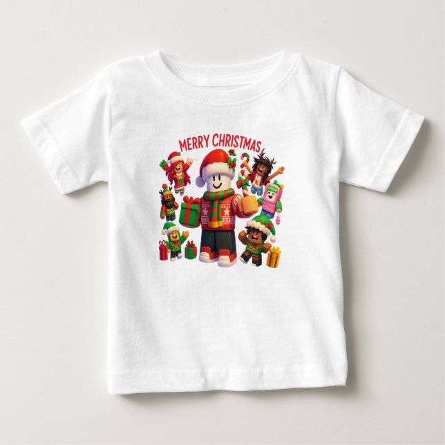 Festive Block Characters Christmas Party Baby T-shirt (Vorderseite)