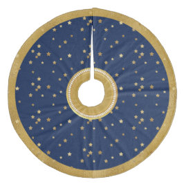 Festive Blue & Gold Stars Weihnachtsbaumrock Fleece Weihnachtsbaumdecke