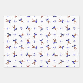 Festive Blue Kasky Weihnachtsmann Geschenkpapier Set