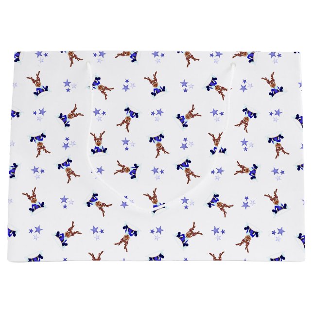 Festive Blue Kasky Weihnachtsmann Große Geschenktüte (Vorderseite)