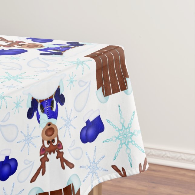 Festive Blue Kasky Weihnachtsmann Tischdecke (Beispiel)