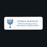 Festive Blue Watercolor Menorah Hanukkah<br><div class="desc">A festive customizable Hanukkah holiday address label. It features watercolor illustration of a menorah. Customize by adding names and addresses.</div>