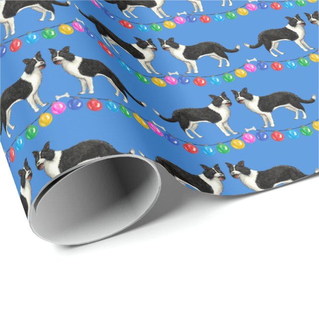 Festive Border Collies Wrapping Paper Geschenkpapier (Rolleneckpunkt)
