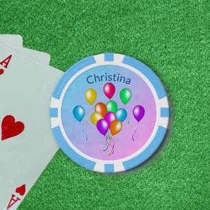 Festive Bright Balloons Multiple Colors Streamer Pokerchips