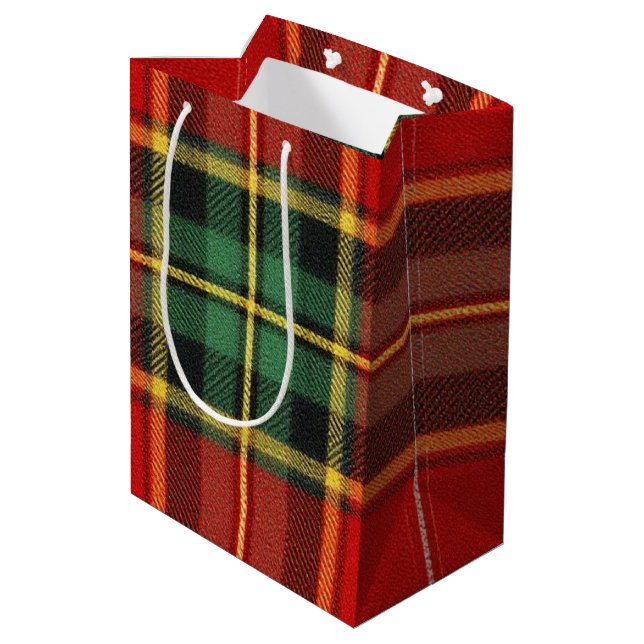 Festive Bright Tartan Mittlere Geschenktüte (Rückseite Schrägansicht)