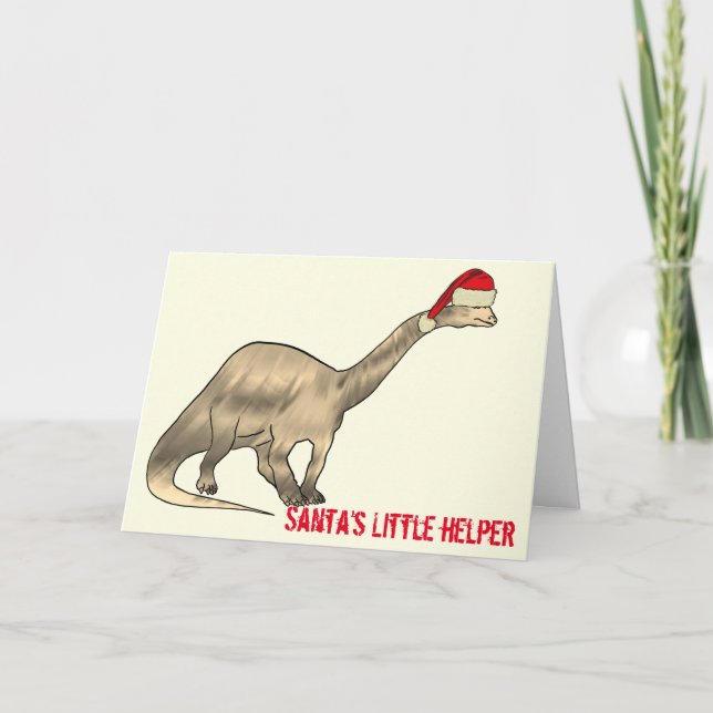 Festive Brontosaurus Santa Funny Dinosaur Slogan Karte (Vorderseite)