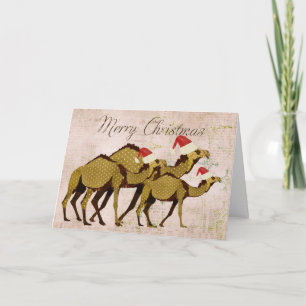 Festive Bronze Camels Frohe Weihnachtskarte Feiertagskarte