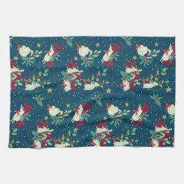 Festive Bunnies Play As Snow Falls Geschirrtuch