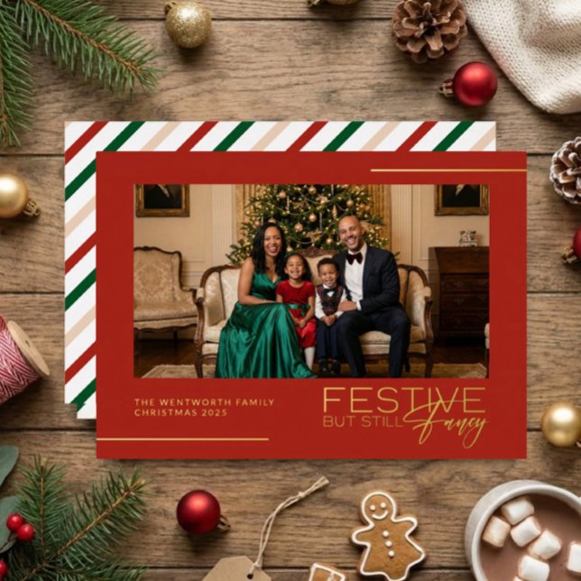 Festive But Still Fancy Photo Foil Christmas Card Folieneinladung (Festive But Still Fancy Photo Foil Christmas Card | Chic Photo Family Christmas Card)
