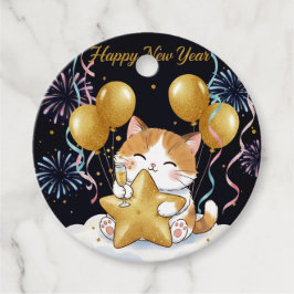 Festive Calico Cat Celebrating New Year with Firew Geschenkanhänger