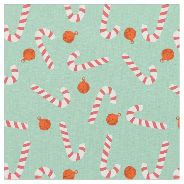 Festive Candy Cane Cotton Fabric Stoff (Nahaufnahme)