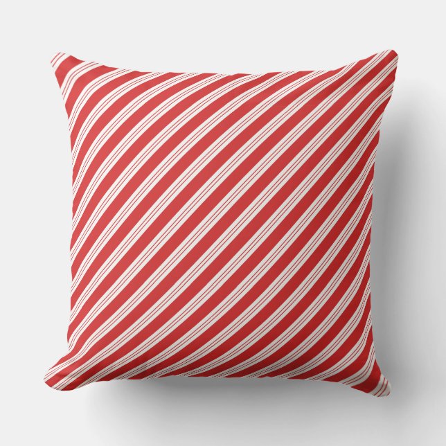 Festive Candy Cane Striped Christmas Red White  Kissen (Vorderseite)