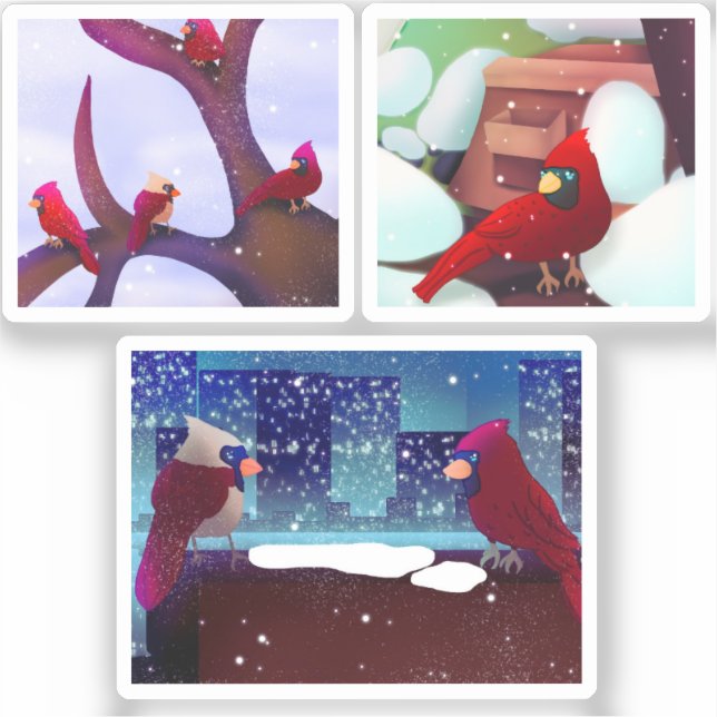 Festive Cardinal Scenes Sticker Pack (Vorderseite)
