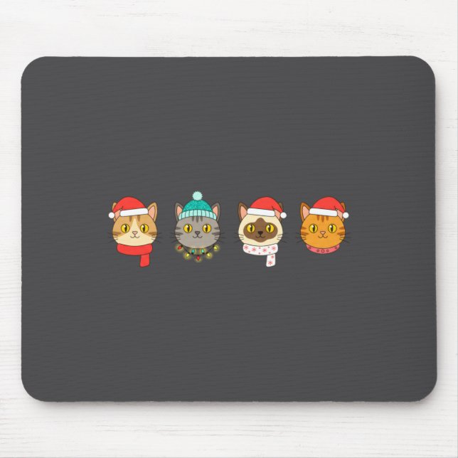 Festive Cat Lineup, Holiday Cat Art Cat Lovers, Ca Mousepad (Vorne)