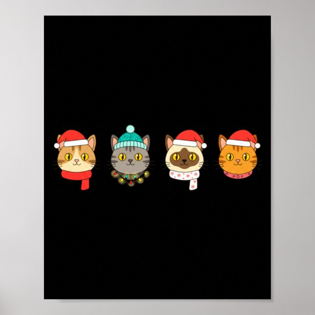 Festive Cat Lineup, Holiday Cat Art Cat Lovers, Ca Poster (Vorne)