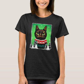 Festive Cat Wearing a Christmas Ugly Sweater  Kitt T-Shirt