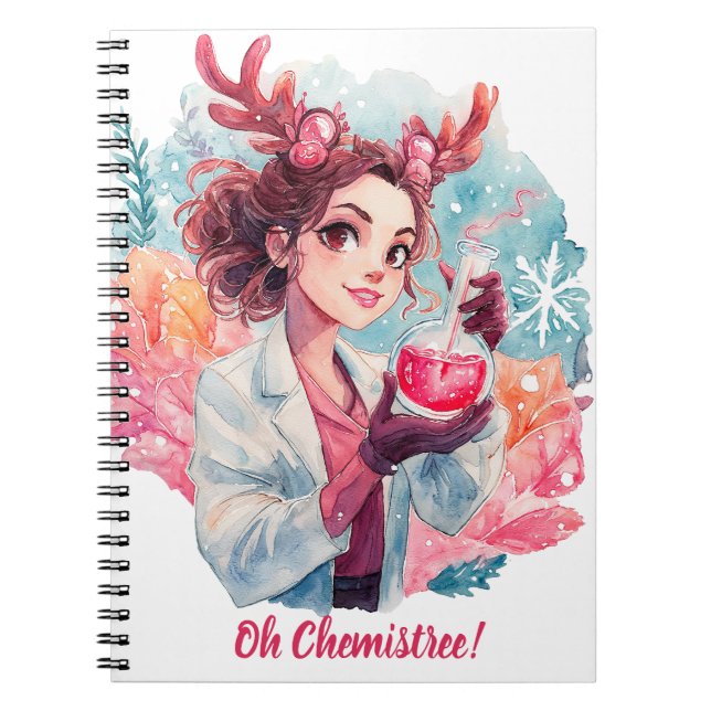 Festive Chemist Girl Watercolor Science Art Notizblock (Vorderseite)