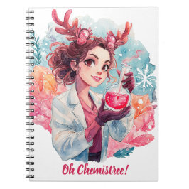 Festive Chemist Girl Watercolor Science Art Notizblock