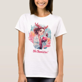 Festive Chemist Girl Watercolor Science Art T-Shirt