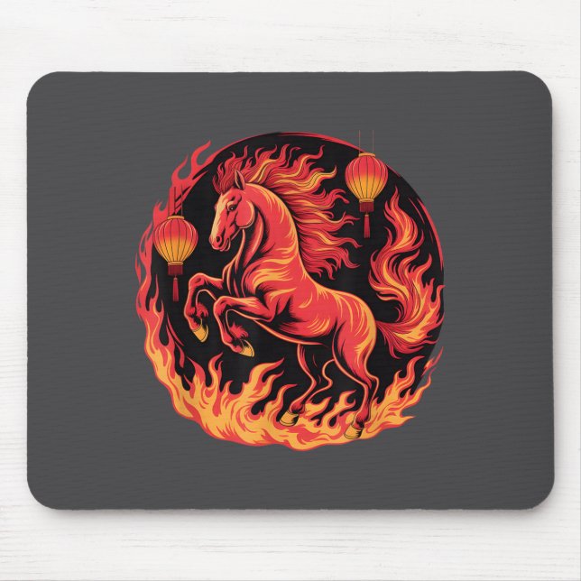 Festive Chinese New Year 2026 Horse Lantern Cultur Mousepad (Vorne)