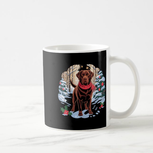 Festive Chocolate Lab In Snowy Forest Winter Xmas  Kaffeetasse (Rechts)